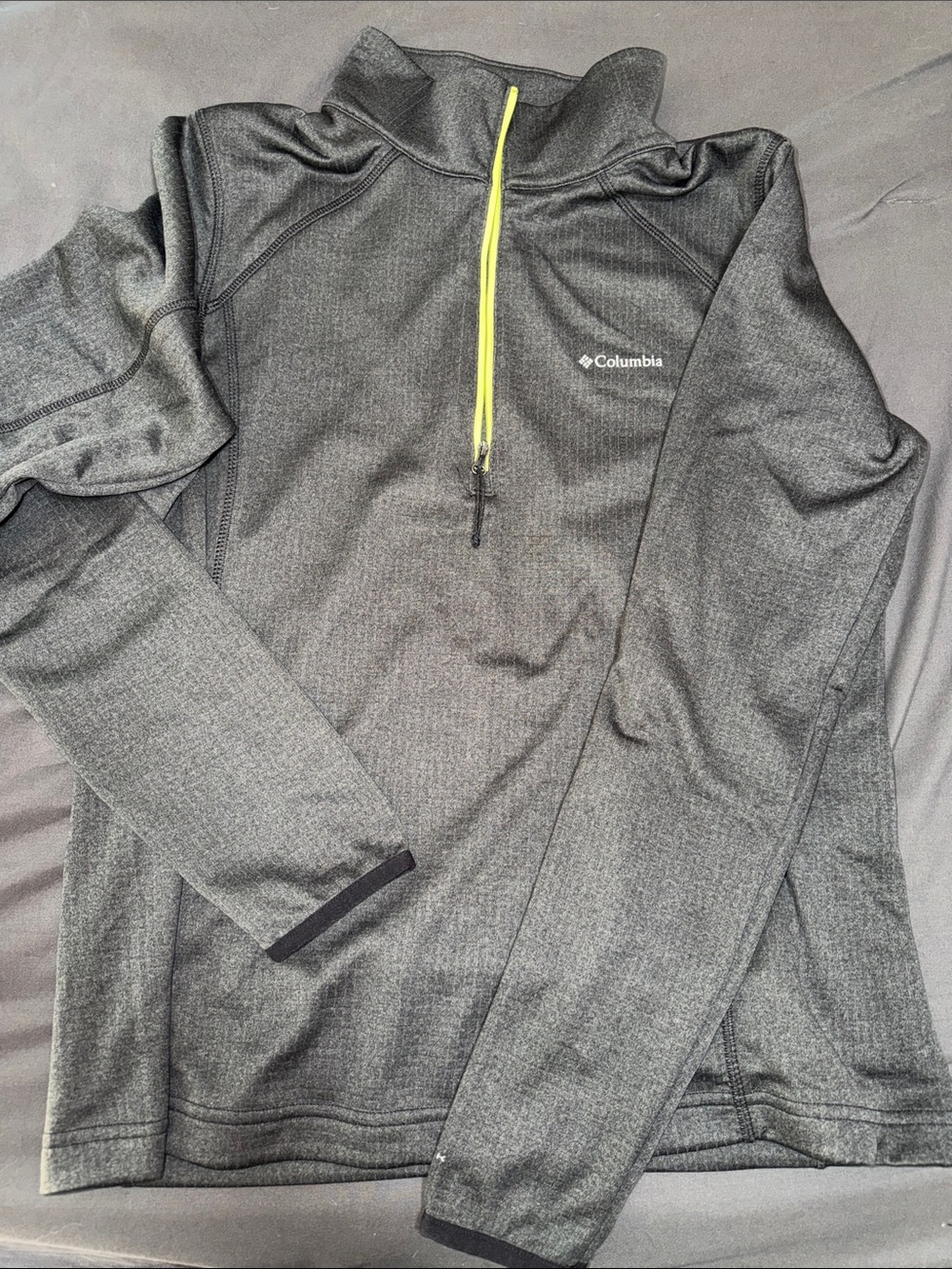 Columbia Charcoal Heather Quarter-Zip Pullover with Yellow Zipper Womens Large